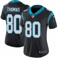 Women's Nike Carolina Panthers #80 Ian Thomas Black Team Color Vapor Untouchable Limited Player NFL Jersey