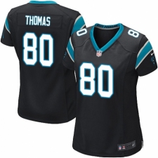 Women's Nike Carolina Panthers #80 Ian Thomas Game Black Team Color NFL Jersey