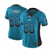 Women's Nike Carolina Panthers #80 Ian Thomas Limited Blue Rush Drift Fashion NFL Jersey