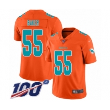 Men's Miami Dolphins #55 Jerome Baker Limited Orange Inverted Legend 100th Season Football Jersey