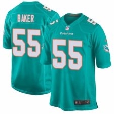 Men's Nike Miami Dolphins #55 Jerome Baker Game Aqua Green Team Color NFL Jersey