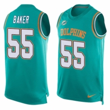 Men's Nike Miami Dolphins #55 Jerome Baker Limited Aqua Green Player Name & Number Tank Top NFL Jersey