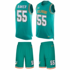Men's Nike Miami Dolphins #55 Jerome Baker Limited Aqua Green Tank Top Suit NFL Jersey