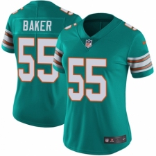 Women's Nike Miami Dolphins #55 Jerome Baker Aqua Green Alternate Vapor Untouchable Elite Player NFL Jersey