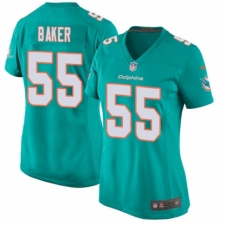 Women's Nike Miami Dolphins #55 Jerome Baker Game Aqua Green Team Color NFL Jersey