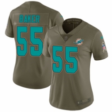 Women's Nike Miami Dolphins #55 Jerome Baker Limited Olive 2017 Salute to Service NFL Jersey
