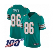 Men's Miami Dolphins #86 Mike Gesicki Aqua Green Alternate Vapor Untouchable Limited Player 100th Season Football Jersey