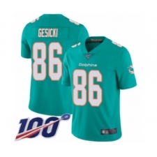 Men's Miami Dolphins #86 Mike Gesicki Aqua Green Team Color Vapor Untouchable Limited Player 100th Season Football Jersey
