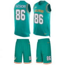 Men's Nike Miami Dolphins #86 Mike Gesicki Limited Aqua Green Tank Top Suit NFL Jersey