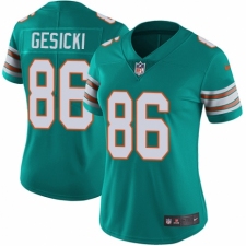 Women's Nike Miami Dolphins #86 Mike Gesicki Aqua Green Alternate Vapor Untouchable Elite Player NFL Jersey