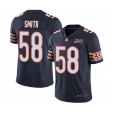Men's Chicago Bears #58 Roquan Smith Navy Blue Team Color 100th Season Limited Football Jersey