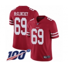 Men's San Francisco 49ers #69 Mike McGlinchey Red Team Color Vapor Untouchable Limited Player 100th Season Football Jersey