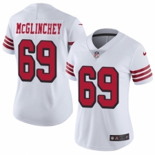 Women's Nike San Francisco 49ers #69 Mike McGlinchey Limited White Rush Vapor Untouchable NFL Jersey