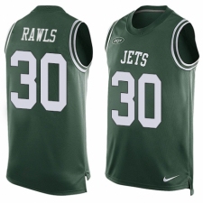 Men's Nike New York Jets #30 Thomas Rawls Limited Green Player Name & Number Tank Top NFL Jersey