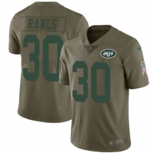Men's Nike New York Jets #30 Thomas Rawls Limited Olive 2017 Salute to Service NFL Jersey