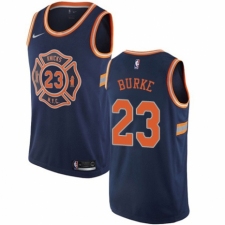 Men's Nike New York Knicks #23 Trey Burke Authentic Navy Blue NBA Jersey - City Edition
