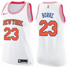 Women's Nike New York Knicks #23 Trey Burke Swingman White/Pink Fashion NBA Jersey