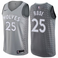 Men's Nike Minnesota Timberwolves #25 Derrick Rose Authentic Gray NBA Jersey - City Edition