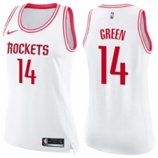 Women's Nike Houston Rockets #14 Gerald Green Swingman White/Pink Fashion NBA Jersey