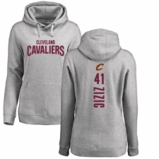 NBA Women's Nike Cleveland Cavaliers #41 Ante Zizic Ash Backer Pullover Hoodie