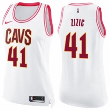 Women's Nike Cleveland Cavaliers #41 Ante Zizic Swingman White/Pink Fashion NBA Jersey