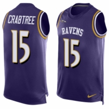 Men's Nike Baltimore Ravens #15 Michael Crabtree Elite Purple Player Name & Number Tank Top NFL Jersey