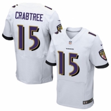 Men's Nike Baltimore Ravens #15 Michael Crabtree Elite White NFL Jersey