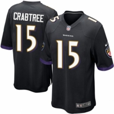 Men's Nike Baltimore Ravens #15 Michael Crabtree Game Black Alternate NFL Jersey