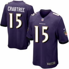 Men's Nike Baltimore Ravens #15 Michael Crabtree Game Purple Team Color NFL Jersey