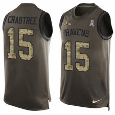 Men's Nike Baltimore Ravens #15 Michael Crabtree Limited Green Salute to Service Tank Top NFL Jersey