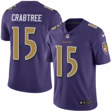 Men's Nike Baltimore Ravens #15 Michael Crabtree Limited Purple Rush Vapor Untouchable NFL Jersey