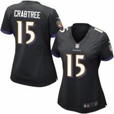 Women's Nike Baltimore Ravens #15 Michael Crabtree Game Black Alternate NFL Jersey