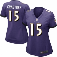 Women's Nike Baltimore Ravens #15 Michael Crabtree Game Purple Team Color NFL Jersey