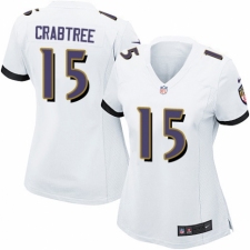 Women's Nike Baltimore Ravens #15 Michael Crabtree Game White NFL Jersey
