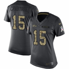 Women's Nike Baltimore Ravens #15 Michael Crabtree Limited Black 2016 Salute to Service NFL Jersey