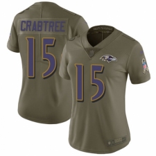 Women's Nike Baltimore Ravens #15 Michael Crabtree Limited Olive 2017 Salute to Service NFL Jersey