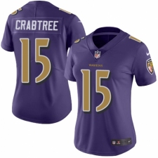 Women's Nike Baltimore Ravens #15 Michael Crabtree Limited Purple Rush Vapor Untouchable NFL Jersey