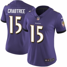 Women's Nike Baltimore Ravens #15 Michael Crabtree Purple Team Color Vapor Untouchable Elite Player NFL Jersey