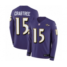 Youth Nike Baltimore Ravens #15 Michael Crabtree Limited Purple Therma Long Sleeve NFL Jersey