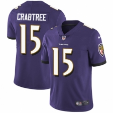 Youth Nike Baltimore Ravens #15 Michael Crabtree Purple Team Color Vapor Untouchable Limited Player NFL Jersey