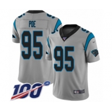 Youth Carolina Panthers #95 Dontari Poe Silver Inverted Legend Limited 100th Season Football Jersey