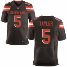 Men's Nike Cleveland Browns #5 Tyrod Taylor Elite Brown Team Color NFL Jersey