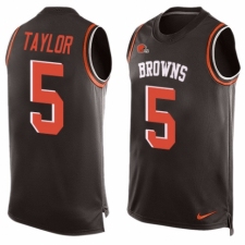Men's Nike Cleveland Browns #5 Tyrod Taylor Limited Brown Player Name & Number Tank Top NFL Jersey