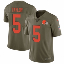 Men's Nike Cleveland Browns #5 Tyrod Taylor Limited Olive 2017 Salute to Service NFL Jersey