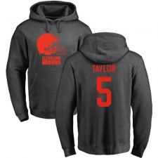 NFL Nike Cleveland Browns #5 Tyrod Taylor Ash One Color Pullover Hoodie