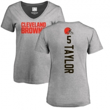 NFL Women's Nike Cleveland Browns #5 Tyrod Taylor Ash Backer V-Neck T-Shirt