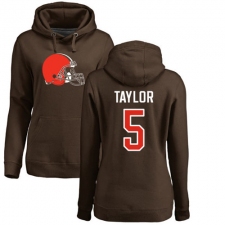 NFL Women's Nike Cleveland Browns #5 Tyrod Taylor Brown Name & Number Logo Pullover Hoodie