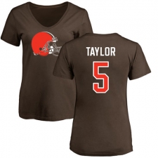 NFL Women's Nike Cleveland Browns #5 Tyrod Taylor Brown Name & Number Logo T-Shirt