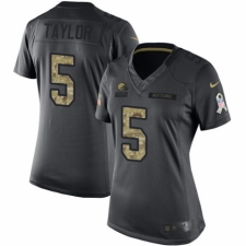 Women's Nike Cleveland Browns #5 Tyrod Taylor Limited Black 2016 Salute to Service NFL Jersey