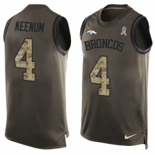 Men's Nike Denver Broncos #4 Case Keenum Limited Green Salute to Service Tank Top NFL Jersey